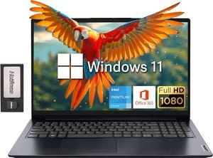 Lenovo IdeaPad 15.6" FHD Laptop for Business, Intel Pentium 4-Core CPU, 8GB RAM, 416GB Storage(256GB SSD+160GB Docking Station Set), HD Webcam, 1 Year Office 365, WiFi 5, Windows 11, Blue