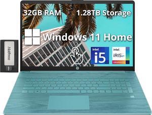 HP 173 HD Touchscreen Laptop Intel i51335U 32GB RAM 128TB Storage 1TB SSD288GB Docking Station Set Intel Iris Xe Graphics Numeric Keypad Windows 11 Home Teal