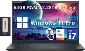 Dell Inspiron 15 3520 15.6" FHD Touch Laptop, Intel i7-1255U, 64GB RAM, 2TB PCIe SSD, Intel Iris Xe Graphics, Num Pad, Camera, WiFi, HDMI, Black, Win 11 Pro