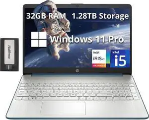 HP 15.6" Anti-Glare FHD Business Laptop, Intel i5-1235U, 32GB RAM, 1.28TB Storage(1TB SSD+288GB Docking Station Set), Intel Iris Xe Graphics, Number Pad, HD Camera, Win 11 Pro, Spruce Blue