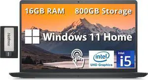 Dell Inspiron 15 15.6" FHD Touchscreen Laptop, Intel i5 1235U, 16GB RAM, 800GB Storage(512GB SSD+288GB Docking Station Set), Intel UHD Graphics, Num Pad, Webcam, Wi-Fi 5, Bluetooth, Win 11, Black