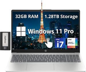 HP 15.6'' FHD IPS Touchscreen Laptop, Intel i7-1255U, 32GB DDR4 RAM, 1.28TB Storage(1TB SSD+288GB Docking Station Set), Intel Iris Xe Graphics, Wi-Fi 6E, Number Pad, Windows 11 Pro, Silver