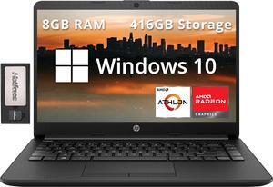 HP 14" HD Anti-Glare Laptop, AMD Athlon Silver 3050U, 8GB RAM, 416GB Storage(256GB SSD+160GB Docking Station Set), AMD Radeon Graphics, Webcam, Bluetooth, HD Audio, Windows 10s, Black