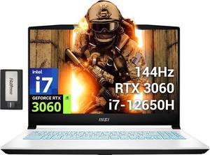 MSI Sword 15.6" 144Hz FHD Gaming Laptop, Intel i7-12650H, 32GB RAM, 1TB PCIe SSD, NVIDIA GeForce RTX 3060 6GB GDDR6, Backlit Keyboard, Webcam, Wi-Fi 6, Win 11 Pro, White, 256GB Docking Station Set