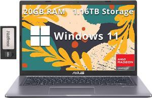 ASUS VivoBook 14" FHD Business Laptop, AMD Athlon Gold 3150U, 20GB RAM, 1.16TB Storage(1TB SSD+160GB Docking Station), AMD Radeon Graphics, Backlit Keyboard, HD Webcam, Wi-Fi 5, Win 11, Slate Gray