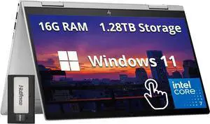 HP Envy x360 2-in-1 14" FHD Touchscreen Laptop, Intel Core 7 150U, 16GB RAM, 1.28TB Storage(1TB SSD+288GB Docking Station Set), Backlit Keyboard, Fingerprint Reader, Windows 11 Home, Natural Silver