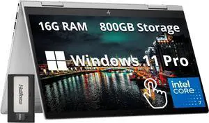 HP Envy x360 2-in-1 14" FHD Touchscreen Laptop, Intel 7 150U, 16GB RAM, 800GB Storage(512GB SSD+288GB Docking Station Set), Backlit Keyboard,  Fingerprint Reader, Wi-Fi 6E, Win 11 Pro, Silver