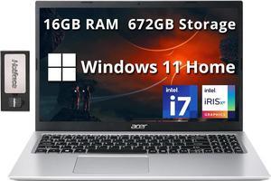 Acer Aspire 3 15.6" FHD Laptop, Intel i7-1165G7, 16GB RAM, 672GB Storage(512GB SSD+160GB Docking Station Set), Intel Iris Xe Graphics, Numeric Keypad, Wi-Fi 6, Webcam, Windows 11 Home, Silver