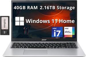 Acer Aspire 3 15.6" FHD Laptop, Intel i7-1165G7, 40GB RAM, 2.16TB Storage(2TB SSD+160GB Docking Station Set), Intel Iris Xe Graphics, Numeric Keypad, Wi-Fi 6, Webcam, Windows 11 Home, Silver