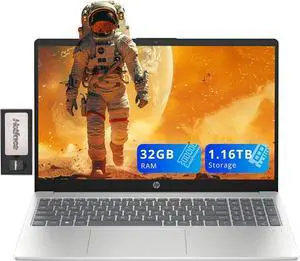 HP 15.6" FHD Anti-Glare Laptop, Intel i3-N305, 32GB RAM, 1.16TB Storage(1TB SSD+160GB Docking Station Set), Intel UHD Graphics, Fingerprint Reader, Num Pad, HD Camera, Wi-Fi 6, Win 11, Silver