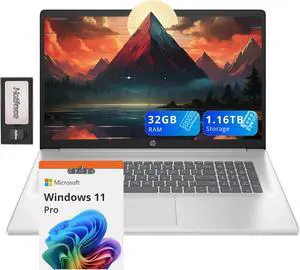 HP 17.3" FHD IPS Business Laptop, AMD Ryzen 5 7430U, 32GB RAM, 1.16TB Storage (1TB SSD+160GB Docking Station Set), AMD Radeon Graphics, Num Pad, Webcam, HD Audio, Wi-Fi 6, Win 11 Pro, Silver HP 17.3" FHD IPS Business Laptop, AMD Ryzen 5 7430U, 32GB RAM, 1.16TB Storage (1TB SSD+160GB Docking Station Set), AMD Radeon Graphics, Num Pad, Webcam, HD Audio, Wi-Fi 6, Win 11 Pro, Silver