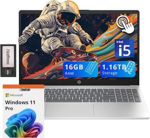 HP 15.6" HD Touchscreen Laptop, Intel i5-1235U, 16GB RAM, 1.16TB Storage(1TB SSD + 160GB Docking Station Set), Intel Iris Xe Graphics, Numeric Keypad, 720p Webcam, Wi-Fi 6E, Win 11 Pro, Silver