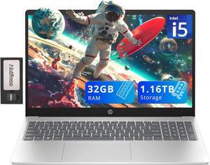 HP 15.6" FHD IPS Laptop, Intel i5-1235U, 32GB RAM, 1.16TB Storage(1TB SSD + 160GB Docking Station Set), Intel Iris Xe Graphics, Numeric Keypad, Webcam, Wi-Fi 6, Windows 11, Silver