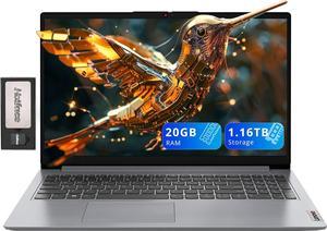 Lenovo Ideapad 1 15.6" HD Anti-Glare Laptop, Intel Celeron N4500, 20GB RAM, 1.16TB Storage(1TB SSD+160GB Docking Station Set), Intel UHD Graphics, Num Pad, Webcam, Win 11s, Grey