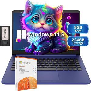 HP Stream 14" HD Lightweight Laptop, Intel Celeron N4120, 8GB RAM, 224GB Storage(64GB eMMC + 160GB Docking Station), Intel UHD Graphics, HD Webcam, 1 Year Office 365, WiFi, Bluetooth, Win 11s, Blue