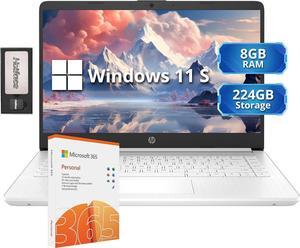 HP Stream 14" HD Lightweight Laptop, Intel Celeron N4120, 8GB RAM, 224GB Storage(64GB eMMC + 160GB Docking Station), Intel UHD Graphics, HD Webcam, 1 Year Office 365, WiFi, Bluetooth, Win 11s, White