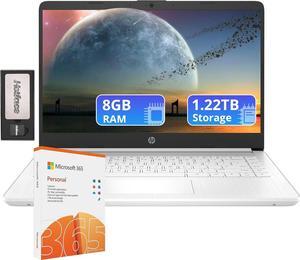HP Flagship 14" HD Laptop with 1 Year Office 365 | 8GB RAM | 1.22TB Storage(64GB EMMC & 160GB Docking Station Set & 1TB Cloud Storage) | Intel 4-Core Processor | Webcam | Win 11s | White