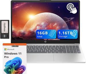 HP 15.6" HD Touchscreen Laptop, Intel i3-1215U, 16GB RAM, 1.16TB Storage(1TB SSD+160GB Docking Station Set), Intel UHD Graphics, Num Pad, Webcam, Fast Charge, Wi-Fi 6E, Win 11 Pro, Silver