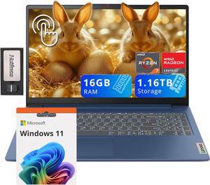 Lenovo IdeaPad Slim 3 Laptop, 15.6" FHD IPS Touchscreen, AMD Ryzen 7 7730U, 16GB RAM, 1.16TB Storage(1TB SSD + 160GB Docking Station), Webcam, Backlit Keyboard, Wi-Fi 6, Dolby Audio, Win 11, Blue