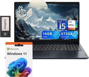 Lenovo IdeaPad 1i 15.6" FHD Touchscreen Laptop, Intel i5-1235U, 16GB RAM, 672GB Storage(512GB SSD+160GB Docking Station Set), Intel Iris Xe Graphics, Num Pad, Dolby Audio, Wi-Fi 6, Win 11, Abyss Blue