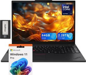 Lenovo ThinkPad T16 G3 16" WUXGA Laptop, Intel Ultra 7 155U, 64GB DDR5, 2.28TB Storage(2TB SSD+288GB Docking Station Set), Backlit Keyboard, Fingerprint Reader, 5MP Camera, Wi-Fi 6E, Win 11 Pro, Black