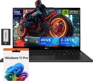 ASUS Vivobook Pro OLED 15.6" FHD Laptop, Intel Ultra 9 185H, 40GB DDR5, 2.28TB Storage (2TB SSD+288GB Docking Station Set), GeForce RTX 3050, Backlit Keyboard, 5.0M Camera, Wi-Fi 6E, Win 11 Pro, Gray
