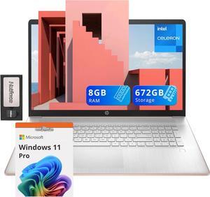 HP 17.3" HD+ BrightView Laptop, Intel Celeron N4120, 8GB RAM, 672GB Storage (512GB SSD + 160GB Docking Station Set), Intel UHD Graphics, Numeric Keypad, HD Webcam, Wi-Fi, Windows 11 Pro, Rose Gold