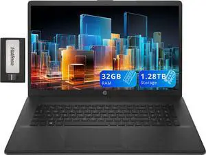 HP 17.3" HD+ Laptop, Intel i5-1334U, 32GB RAM, 1.28TB Storage(1TB SSD+288GB Docking Station Set), Intel Iris Xe Graphics, Number Pad, Wi-Fi 6, 720p HD Camera, Win 11, Jet Black