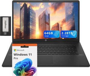 HP 17.3" HD+ Business Laptop, Intel i5-1334U, 64GB RAM, 2.28TB Storage(2TB SSD+288GB Docking Station Set), Intel Iris Xe Graphics, Numeric Keypad, Wi-Fi 6, Webcam, Win 11 Pro, Jet Black