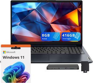 Lenovo IdeaPad 1 15.6" HD Laptop, Intel Celeron N4500, 8GB RAM, 128GB SSD+128GB eMMC, Intel UHD Graphics, WiFi 6, Num Pad, SD Card Reader, HDMI, Win 11, Abyss Blue, 160GB Docking Station Set