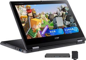 acer Chromebook Spin 511 11.6" HD Touchscreen Convertible 2 in 1 Chromebook, Intel N100, 8GB DDR5 RAM, 224GB Storage (64GB SSD + 160GB Docking Station Set), Intel UHD Graphics, Chrome OS, Black