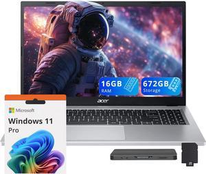 Acer Aspire 3 15.6" FHD IPS Laptop, AMD Ryzen 3 7330U Processor, 16GB RAM, 672GB Storage(512GB SSD + 160GB Docking Station Set), AMD Radeon Graphics, Backlit Keyboard, Wi-Fi 6, Windows 11 Pro, Silver