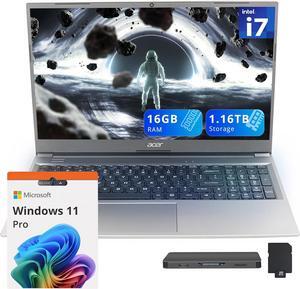 acer Aspire Lite 15.6" FHD Laptop, Intel i7-1255U, 16GB RAM, 672GB Storage(512GB SSD+160GB Docking Station Set), Intel Iris Xe Graphics, Backlit Keyboard, HD Camera, Win 11 Pro, Gray