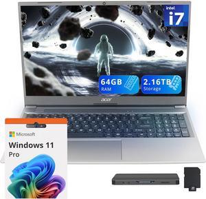acer Aspire Lite 15.6" FHD Laptop, Intel i7-1255U, 64GB RAM, 2.16TB Storage(2TB SSD+160GB Docking Station Set), Intel Iris Xe Graphics, Backlit Keyboard, HD Camera, Win 11 Pro, Gray