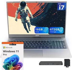 acer Aspire Lite 15.6" FHD Laptop, Intel i7-1255U, 16GB RAM, 672GB Storage(512GB SSD+160GB Docking Station Set), Intel Iris Xe Graphics, Backlit Keyboard, Wi-Fi 5, Win 11 Pro, Gray