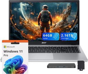 acer Aspire 3 15.6" FHD Laptop, AMD Ryzen 7 7730U, 64GB RAM, 2.16TB Storage (2TB SSD+160GB Docking Station Set), AMD Radeon Graphics, Backlit Keyboard, Wi-Fi 6, Windows 11 Pro, Silver