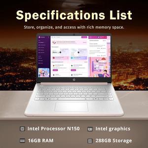 HP Stream 14" HD Laptop, Intel Processor N150, 8GB RAM, 288GB Storage(128GB SSD+160GB Docking Station Set), Intel Graphics, 1 Year Office 365, Copilot, Fast Charge, Wi-Fi, Win 11 S, Pink