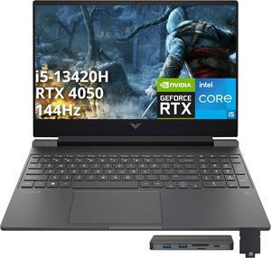 HP Victus 15.6" 144Hz FHD Gaming Laptop, Intel i5-13420H, 32GB RAM, 1TB PCIe SSD, NVIDIA GeForce RTX 4050, Backlit Keyboard, WiFi 6, Windows 11 Pro, Mica Silver, 256GB Docking Station Set