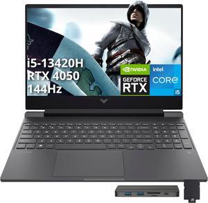 HP Victus 15.6" 144Hz FHD Gaming Laptop, Intel i5-13420H, 32GB RAM, 1TB PCIe SSD, NVIDIA GeForce RTX 4050, Backlit Keyboard, WiFi 6, Webcam, Win 11, Mica Silver, 256GB Docking Station Set