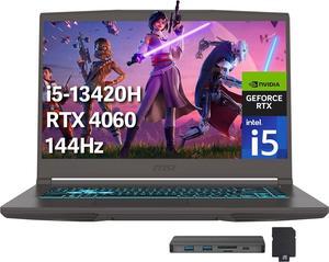 MSI Thin 15 15.6" FHD 144Hz Gaming Laptop, Intel i5-13420H, 64GB RAM, 4TB PCIe SSD, NVIDIA GeForce RTX 4060, Backlit Keyboard, Wi-Fi 6E, Windows 11, Gray, 256GB Docking Station Set
