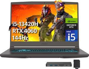 MSI Thin 15 15.6" FHD 144Hz Gaming Laptop, Intel i5-13420H, 32GB RAM, 1TB PCIe SSD, NVIDIA GeForce RTX 4060, Backlit Keyboard, Webcam, Win 11 Pro, Gray, 256GB Docking Station Set