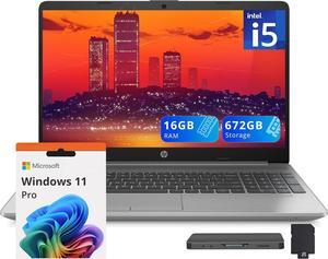 HP 250 G9 15.6" FHD Anti-Glare Laptop, Intel Core i5-1335U Processor, 16GB RAM, 672GB Storage(512GB SSD + 160GB Docking Station Set), Intel Iris Xe Graphics, Wi-Fi 6, 720p Webcam, Win 11 Pro, Silver