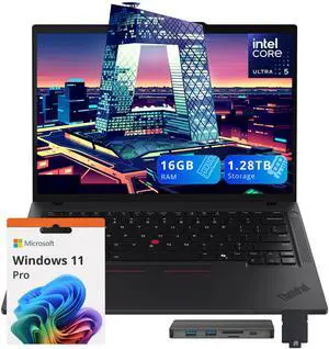Lenovo ThinkPad T14 G5 14" WUXGA Business Laptop, Intel Ultra 5 125U,16GB DDR5,1.28TB Storage(1TB SSD+288GB Docking Station Set),Backlit Keyboard, CoPilot+, Win 11 Pro, Black