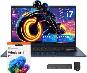 ASUS Vivobook 14" FHD Business Laptop, Intel i7-1355U,16GB RAM,800GB Storage(512GB SSD+288GB Docking Station Set),Intel UHD Graphics, Number Pad, Wi-Fi 5, Win 11 Pro, Quiet Blue