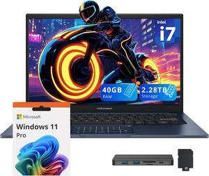 ASUS Vivobook 14" FHD Business Laptop, Intel i7-1355U, 40GB RAM,2.28TB Storage(2TB SSD+288GB Docking Station Set),Intel UHD Graphics, Number Pad, Wi-Fi 5, Win 11 Pro, Quiet Blue