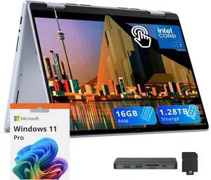 Dell Inspiron 14 2-in-1 Laptop, 14" WUXGA Touch Display, Intel 7 150U, 16GB DDR5, 1.28TB Storage(1TB SSD+288GB Docking Station Set), Backlit Keyboard, Fingerprint Reader, Wi-Fi 6E, Win 11 Pro, Blue
