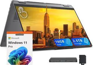 Lenovo Yoga 7i 2-in-1 16" 2K Touchscreen Laptop, Intel Ultra 5 226V, 16GB LPDDR5X, 2.5TB(2TB SSD+512GB Docking Station), Intel Arc Graphics, Backlit Keyboard, Fingerprint, Wi-Fi 7, Win 11 Pro, Gray