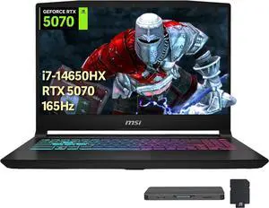 MSI Katana 15.6" QHD IPS 165Hz Gaming Laptop, Intel i7-14650HX, GeForce RTX 5070 8GB GDDR7, 64GB DDR5, 2TB SSD, RGB Keyboard, Cooler Boost 5, WiFi 6E, Win 11 Pro, Black, 512GB Docking Station Set