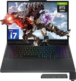 Lenovo Legion 5 15.1" WQXGA 165Hz Gaming Laptop, Intel i7-14700HX 16GB RAM, 1TB PCIe SSD, NVIDIA GeForce RTX 5060, Backlit Keyboard, Win 11 Pro, Black, 512GB Docking Station Set
