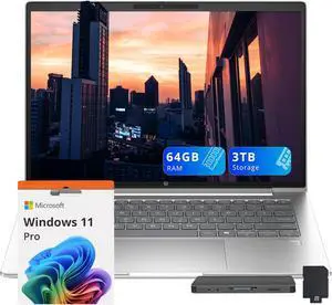 HP ProBook 440 G11 Business Laptop, 14" WUXGA IPS Display, Intel Ultra 7 155U, 64GB RAM, 3TB Storage (2TB SSD+1TB Docking Station Set), Backlit Keyboard, Fingerprint Reader, Win 11 Pro, Silver